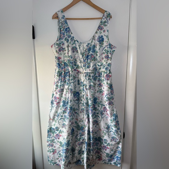 J. Crew Button Front Cotton Poplin Sleeveless Dress English Garden Floral Sz 18 - Picture 2 of 9